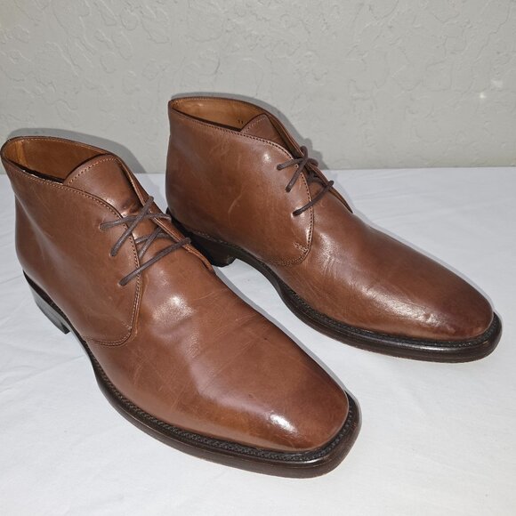 FRYE Weston 85042 Brown Leather Lace Up Chukka Ankle Dress Boots Men's US 11 D - Picture 1 of 9